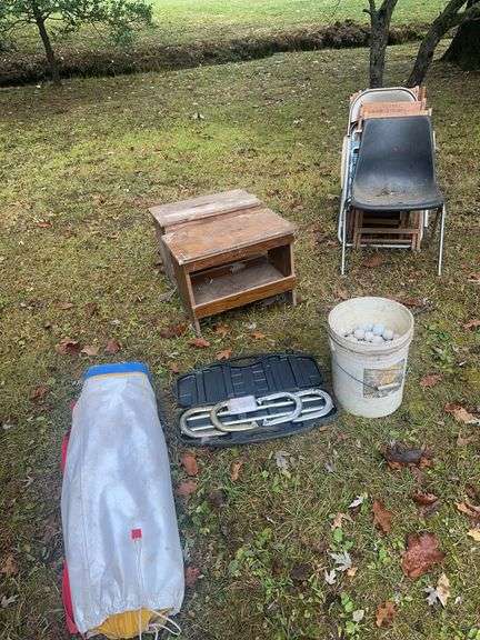Horse Shoes, Chairs, Golf Balls, Small Wood Tables