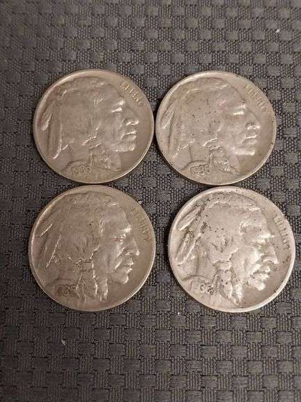 4 Buffalo Nickels, Dated 1936