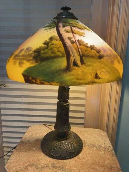 Antique Reverse Painted Lamp