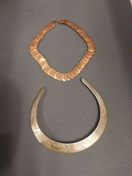 Two Vintage Necklaces, Copper and Metal, 7 Inches