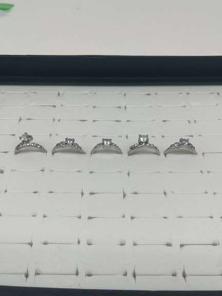 Silver-Toned Rings with Cubic Zirconia Stones, Size 5 1/29