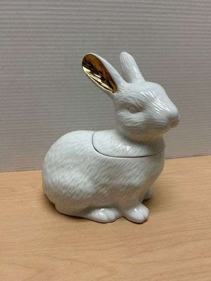 Mark and Graham Ceramic Rabbit Container with Gold Accents - Auction Ohio