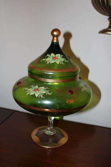 Painted Glass Candy Dish