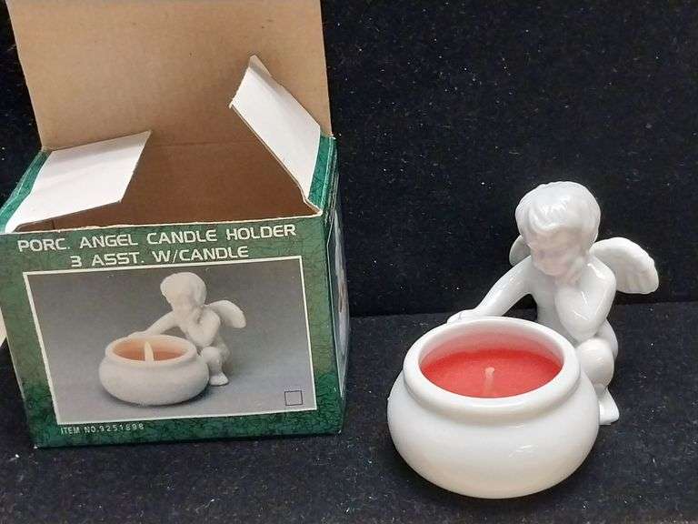 Porcelain Angel Candle Holder with Red Candle