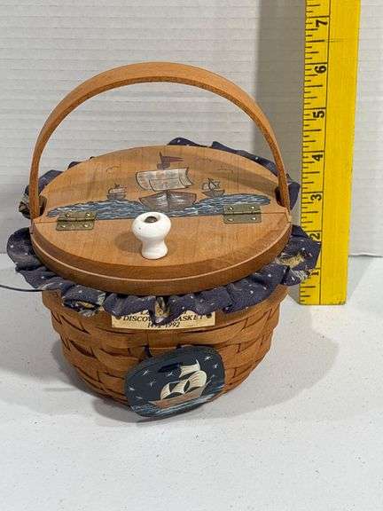 Longaberger Handcrafted Wooden Basket with Nautical Theme