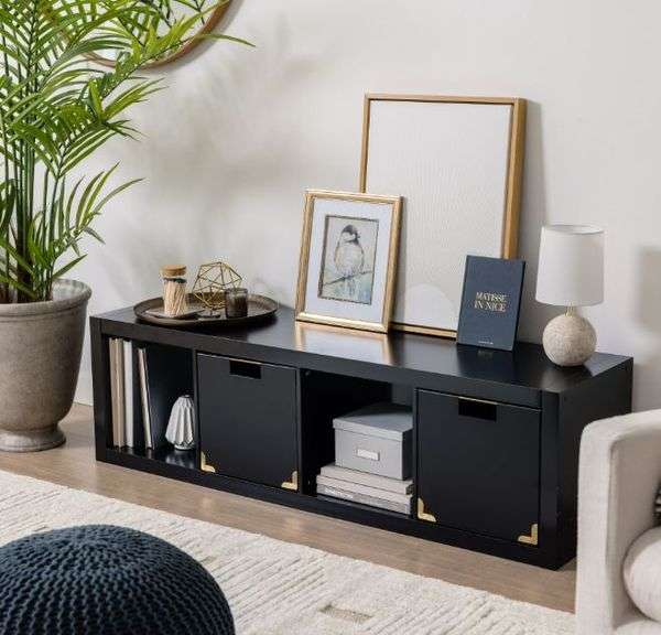 Better Homes & Gardens 4 Cube Vertical Storage Organizer, Solid Black