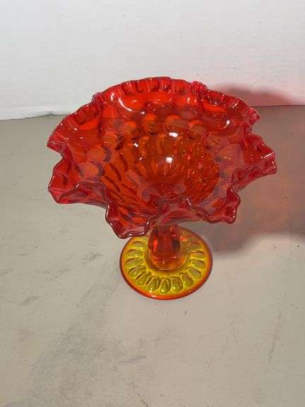 Amberina Ruffled Candy Dish