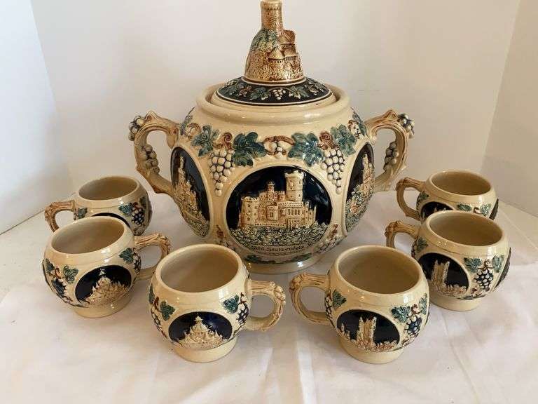 Vintage West German Stoneware Punch Set