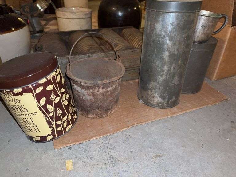 Tins and small pot