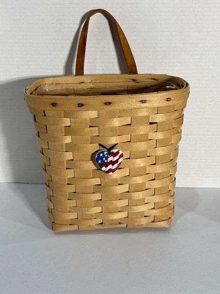 Longaberger Handwoven Basket with American Flag Apple Design