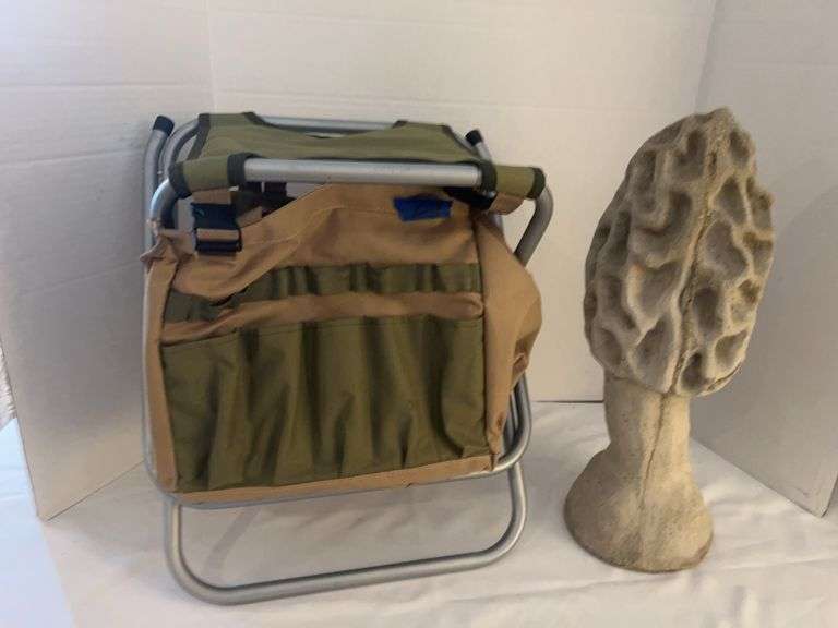 Tool Caddy Chair & Cement Mushroom