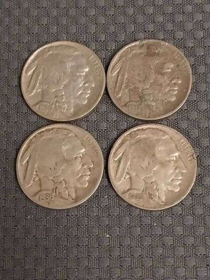 Four 1936 Buffalo Nickels, United States Coinage