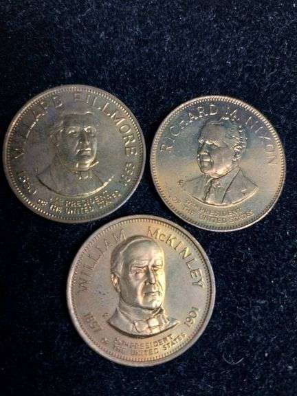 Three U.S. President Commemorative Coins: Fillmore, Nixon, McKinley