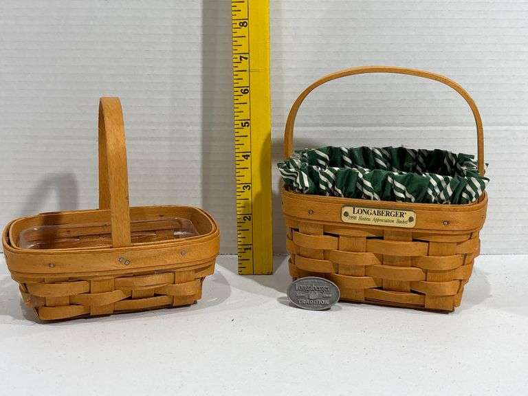 Longaberger Basket Set with Liner and Tie-Ons