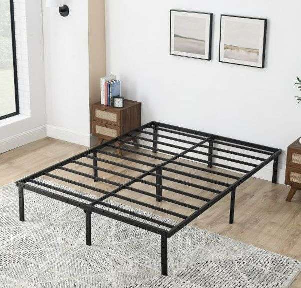Mainstays 14" Heavy Duty Slat Bed Frame, Black Steel