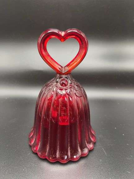 Fenton Ruby Red Heart Handled Bell
