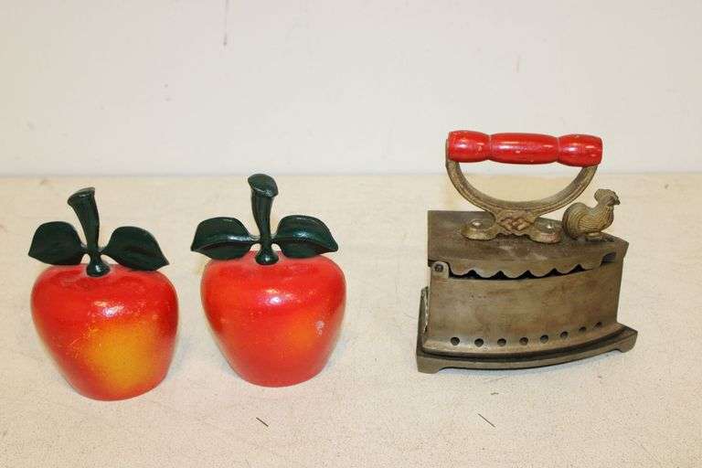 Apple Bookends & Antique Iron