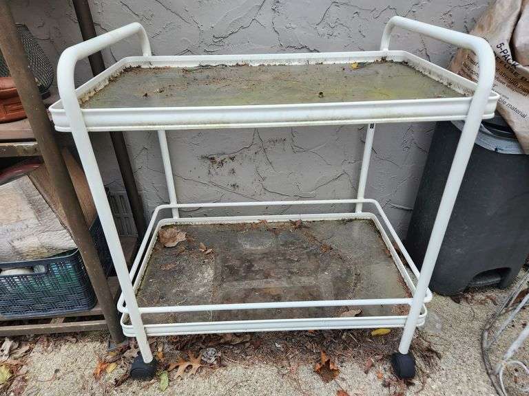 Metal & Glass Cart on Wheels