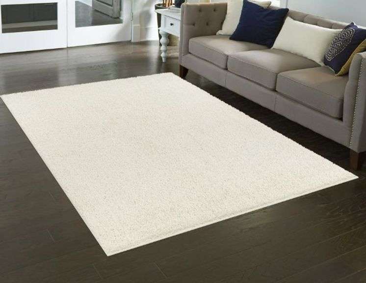 Mainstays Traditional Solid Ivory Shag Indoor Area Rug, 5' x 7 ...