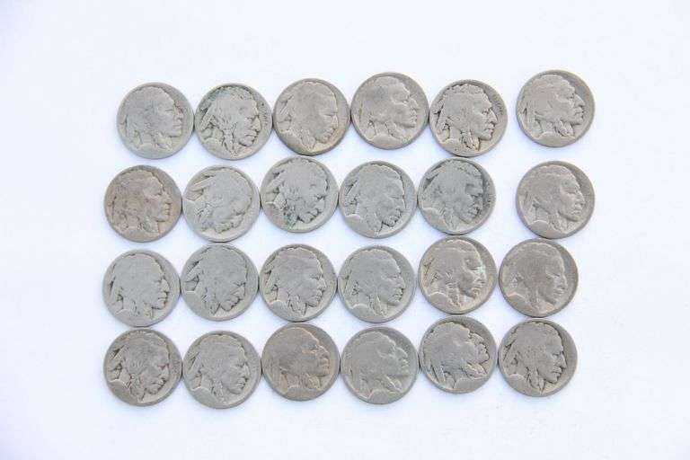 Lot of 24 Buffalo nickels.