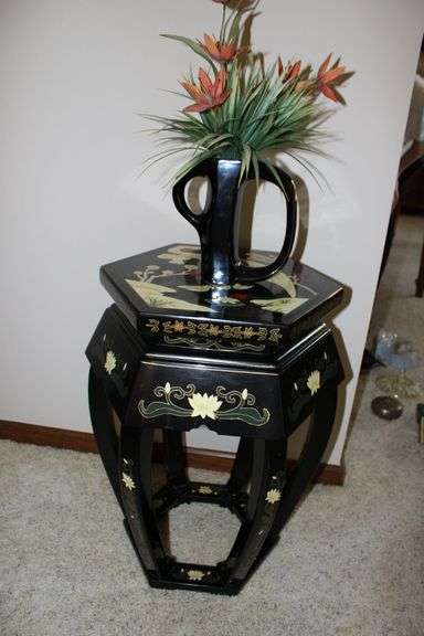 Silk Floral & Lacquered Table
