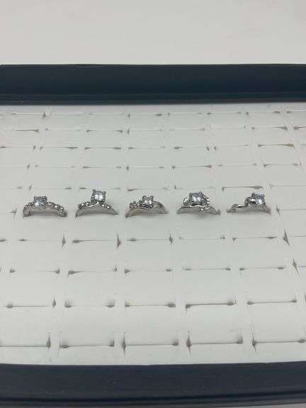 Silver-Toned Rings with Cubic Zirconia Stones, Size 5 1/2