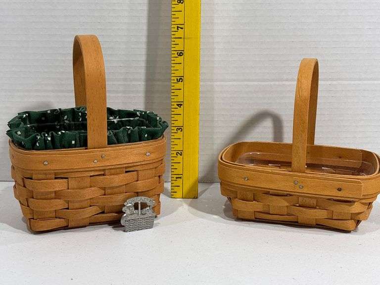 Longaberger Two Woven Wooden Baskets with Liners