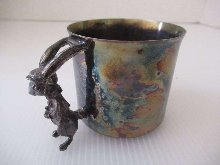 Vint. Reed & Barton Silverplate Rabbit-Handled Baby Cup - Auction Ohio