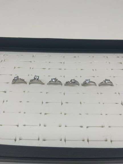 Silver-Toned Rings with Cubic Zirconia Stones, Size 5 1/22
