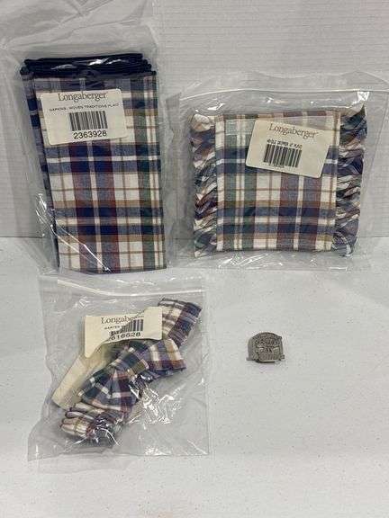 Longaberger  Fabric Accessories and Pewter Charm