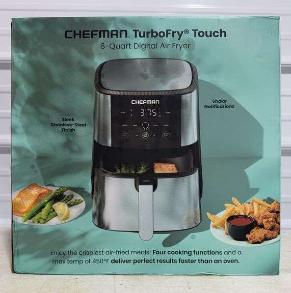 Chefman 6 Qt. Air Fryer 4 Functions w/ Touch Controls, HI-FRY Button, Stainless Steel