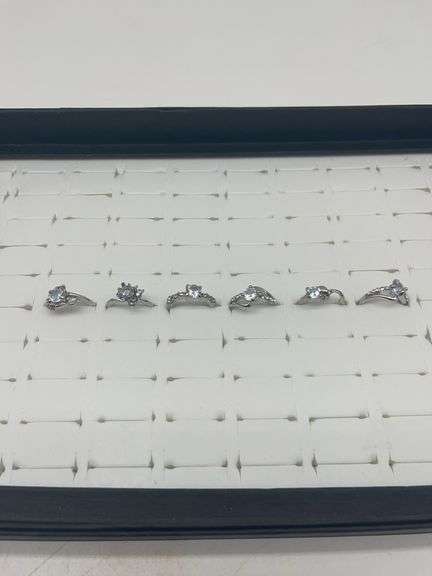 Silver-Toned Rings with Cubic Zirconia Stones, Size 5 1/3