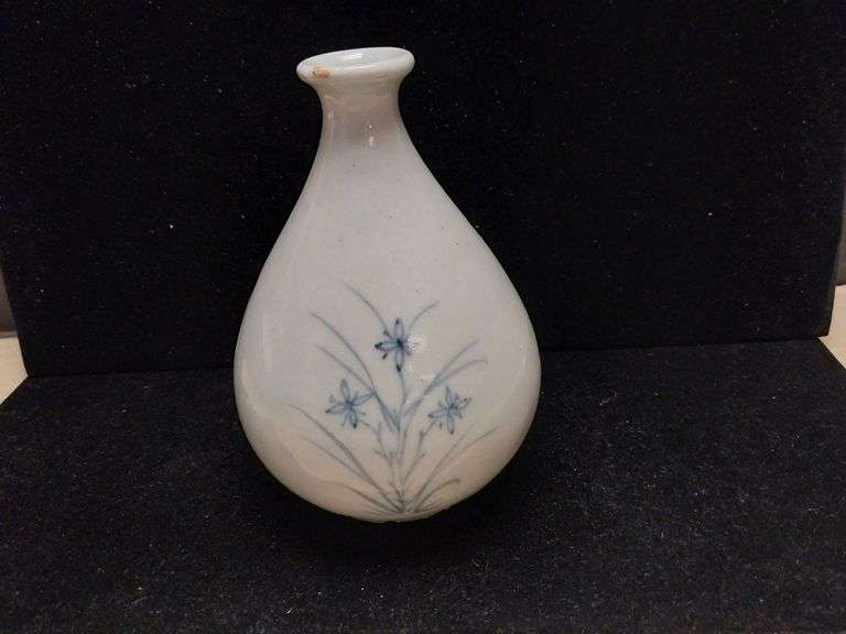 Antique Ceramic Vase with Floral Design and Maker’s Mark