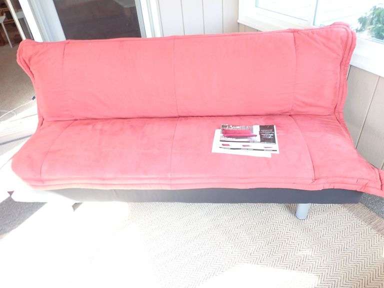 Montreal Microfiber FUTON Convertible Sofa Bed with Red Upholstery