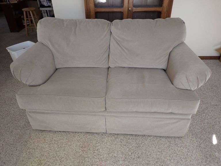 American Home Collection Two-Seat Beige Upholstered Sofa