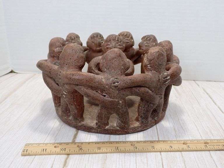 Original Clay Sculpture of Circle of Figures