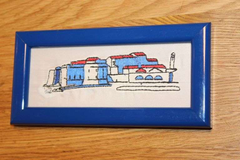 Framed Embroidered Artwork Featuring Dubrovnik Scene