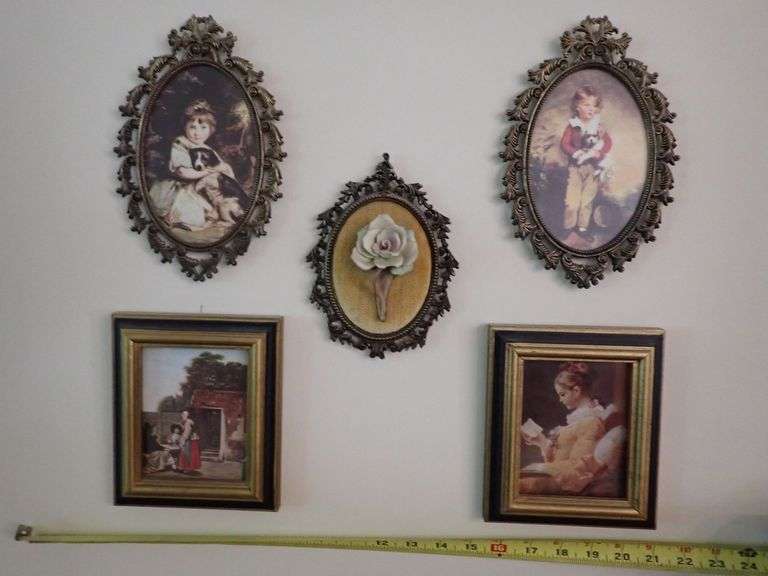 Framed Italian Prints and Floral Pieces