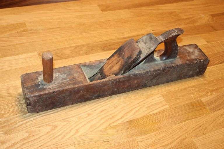 Antique Wooden Hand Plane with Maker’s Mark, 22 Inches Long