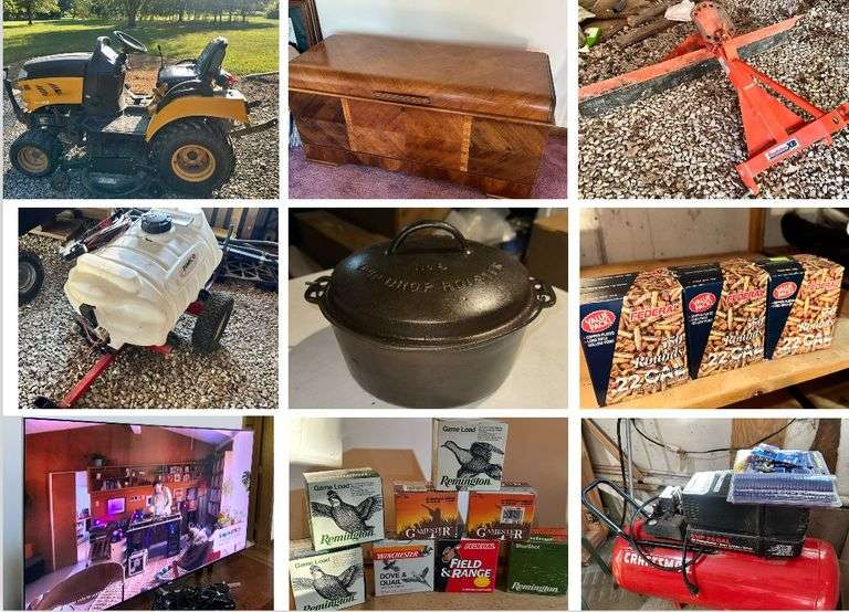 Cub Cadet utility Tractor, Ammo, Household Items and More 