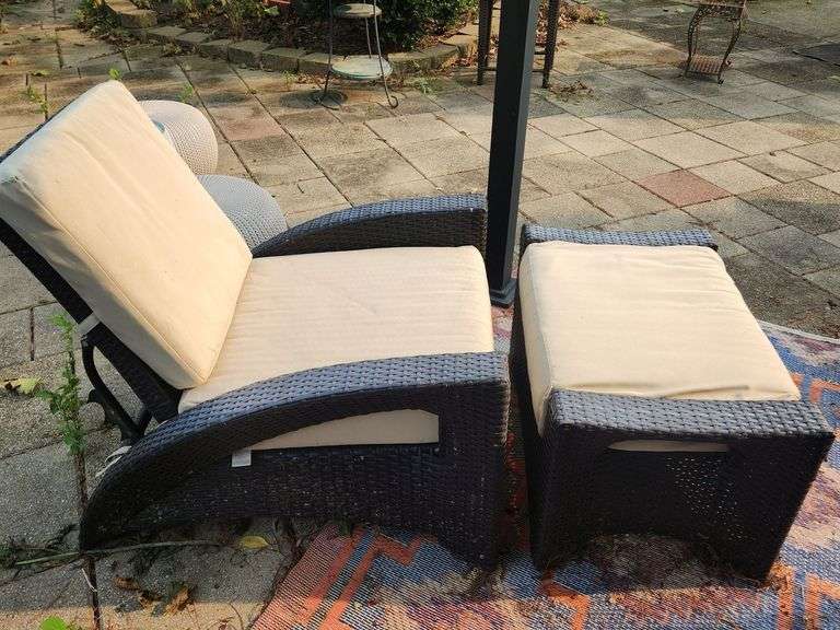 Reclining Wicker Chair & Ottoman