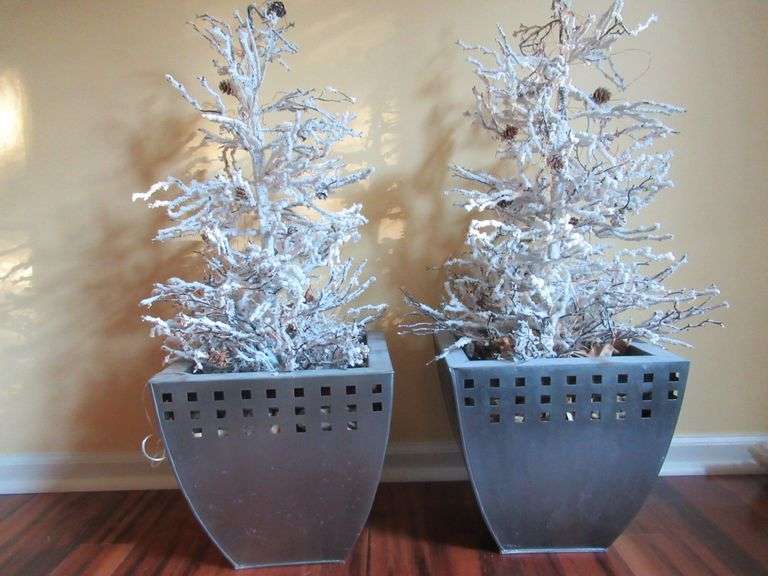 2 White Christmas Trees