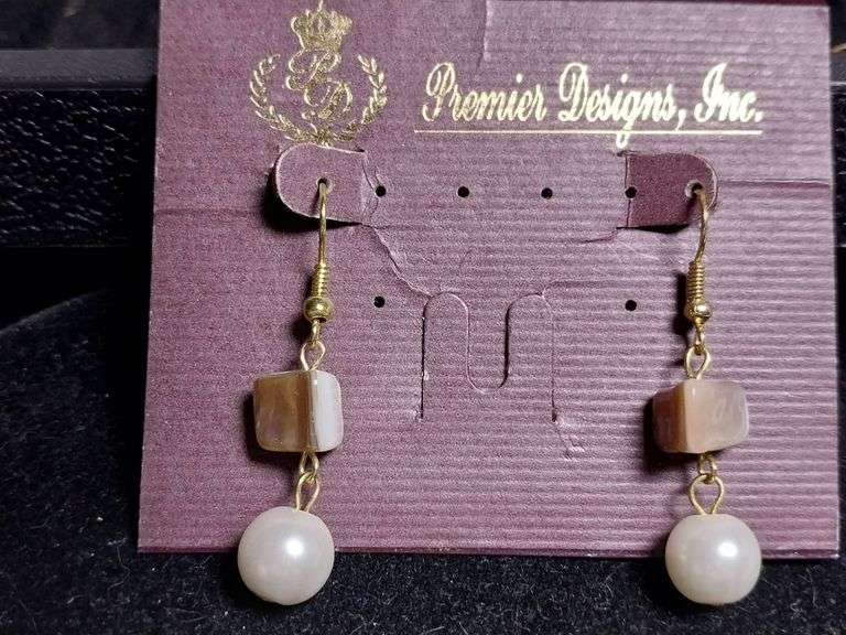 Premier Designs Dangle Earrings with Pearl Accents