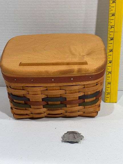 Longaberger Handcrafted Woven Basket with Wooden Lid