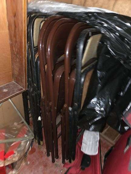 Metal chairs and luggage