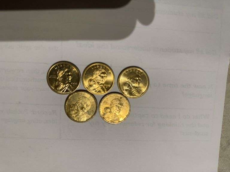 Lot of five Sacajawea coins