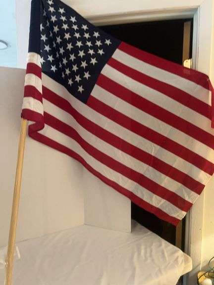 U.S. Flag on Porch Pole