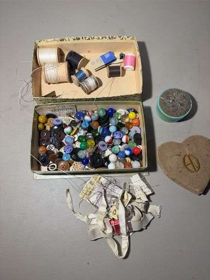 Sewing Items and Marbles