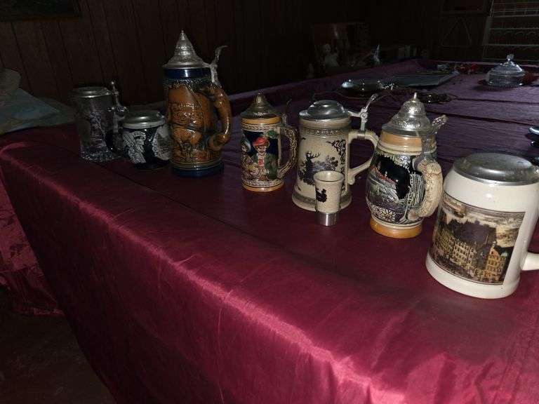 7 steins & shot glass