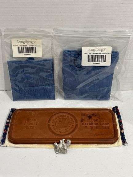 Longaberger Pottery Brick, Basket Liners, and Charm Set